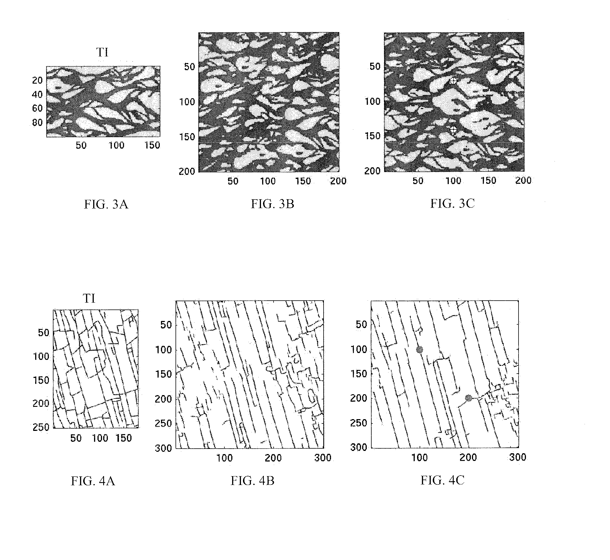 Method of constructing a grid representative of a property distribution by conditional multipoint statistical simulation