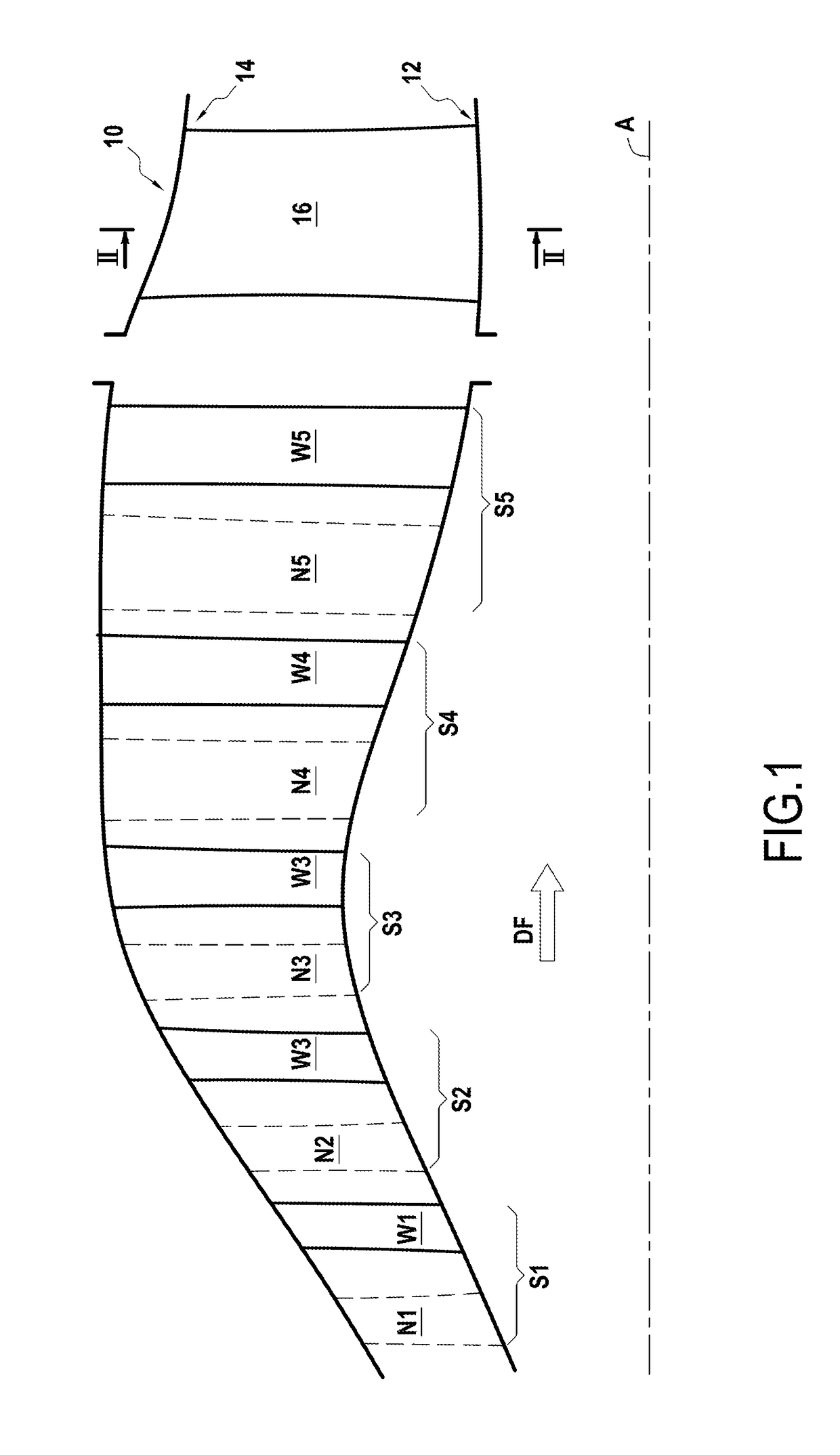 Optimized aerodynamic profile for an arm of a structural casing of a turbine, and structural casing having such an arm