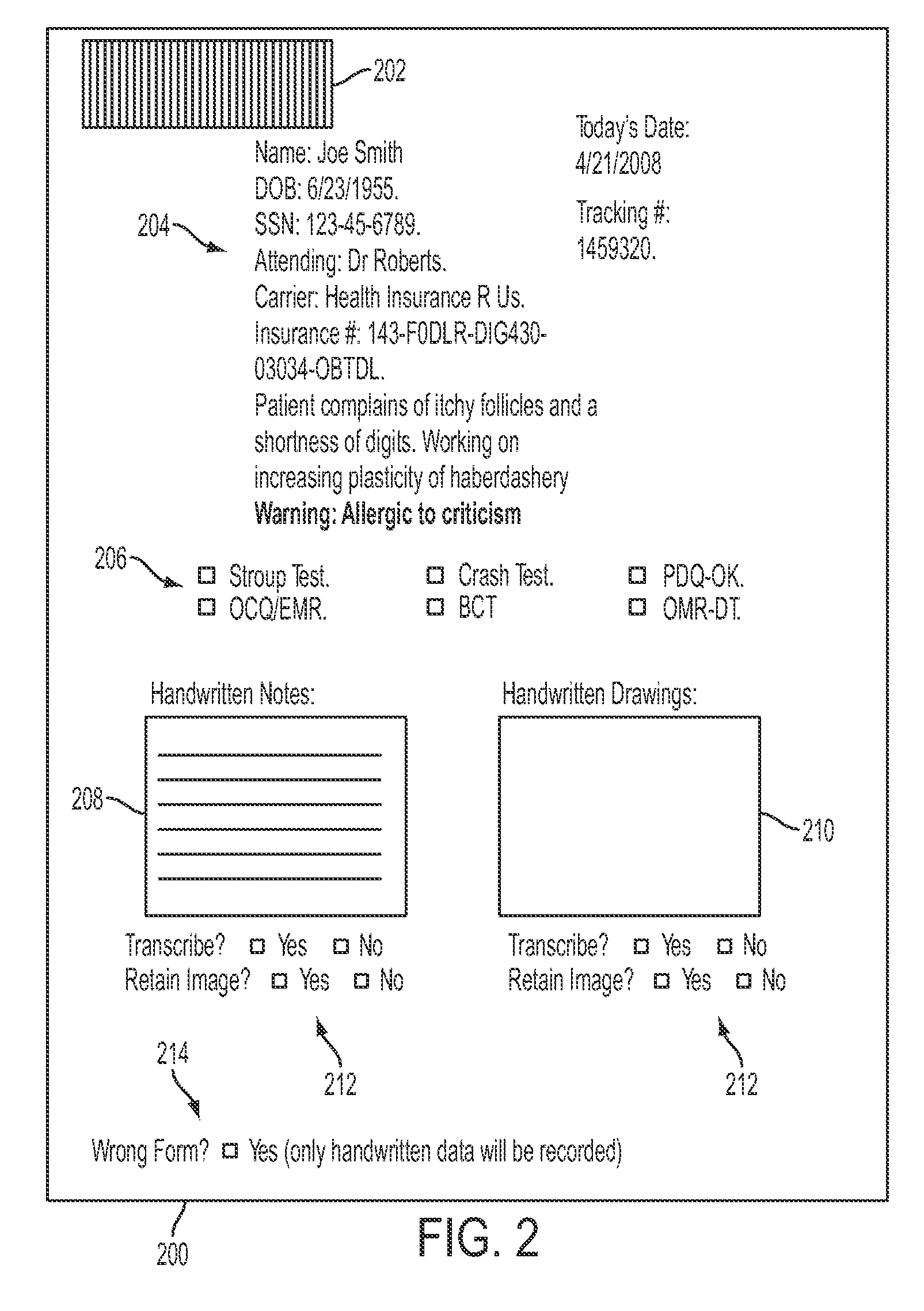Paper interface to an electronic record system