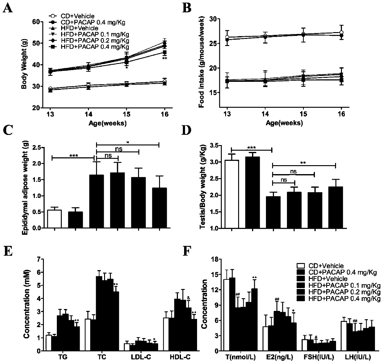 Application of bioactive polypeptide PACAP in preparation of drugs for improving fertility of obese men