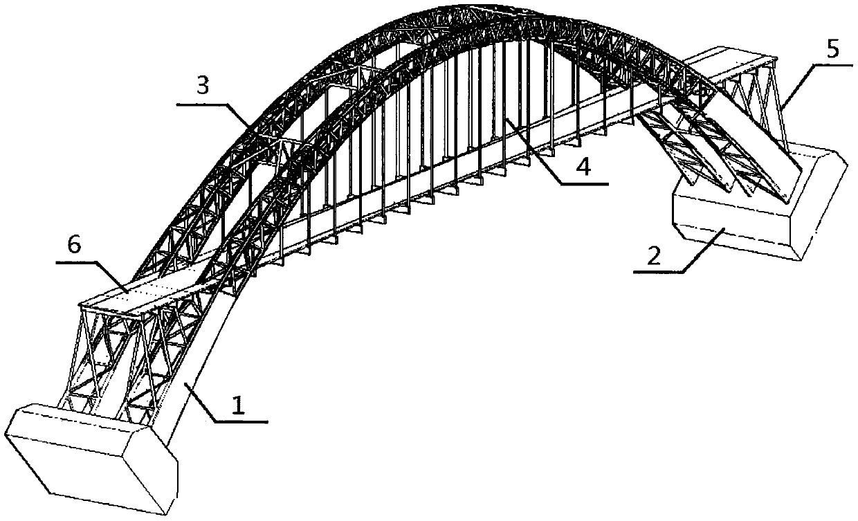 Long-span arch bridge with single-leaf hyperboloid variable cross-section concrete-filled steel tube space truss arch rib