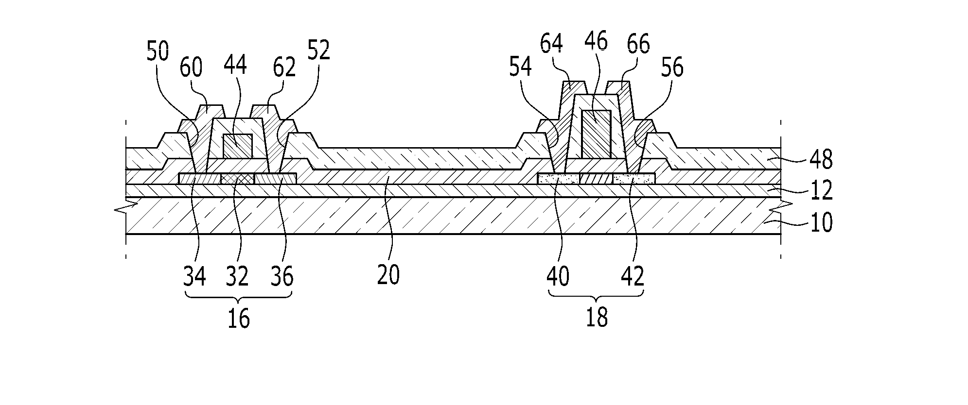 Manufacturing method for display device having a plurality of thin film transistors and display device formed thereby