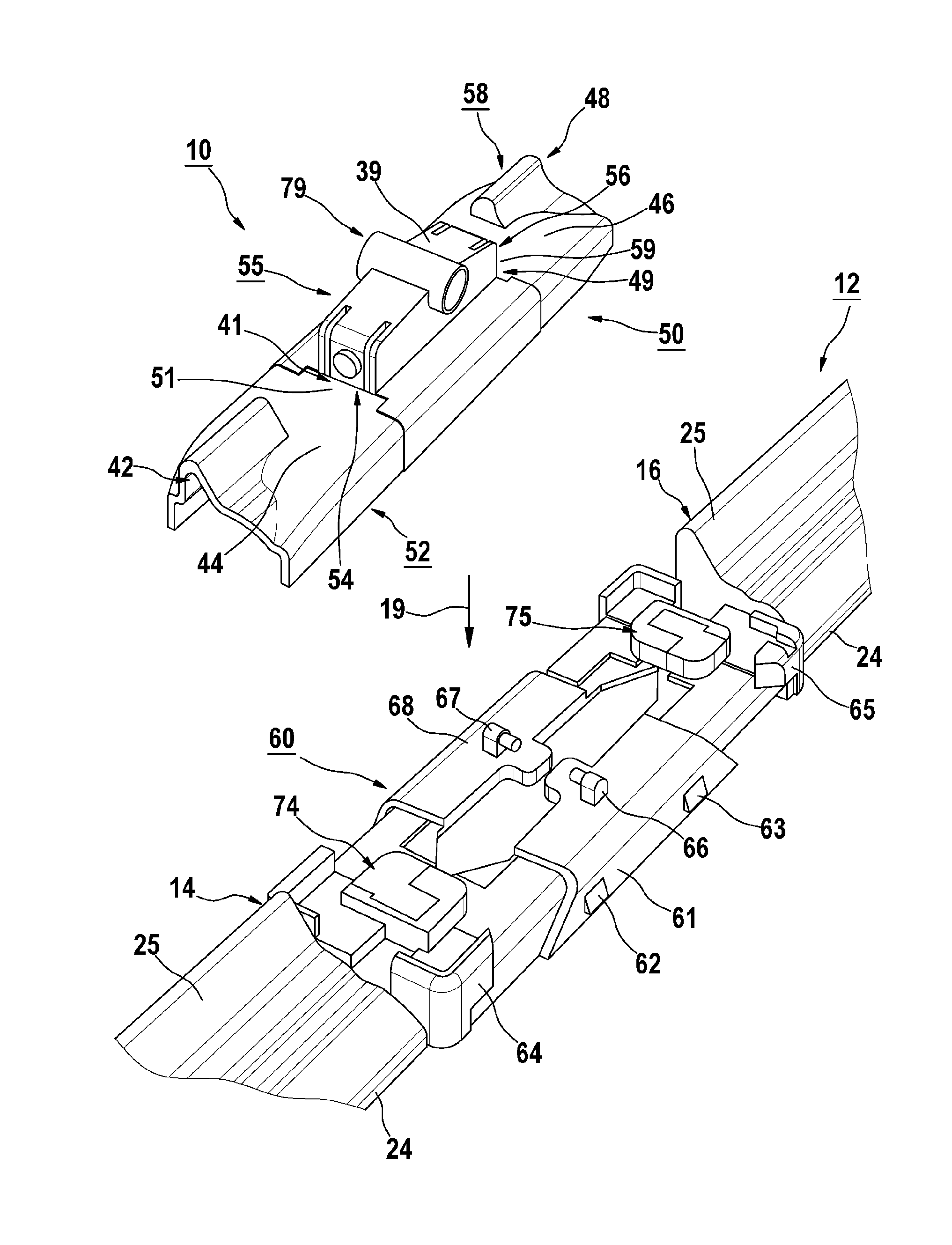Wiper blade having an adapter unit for attaching to a wiper arm