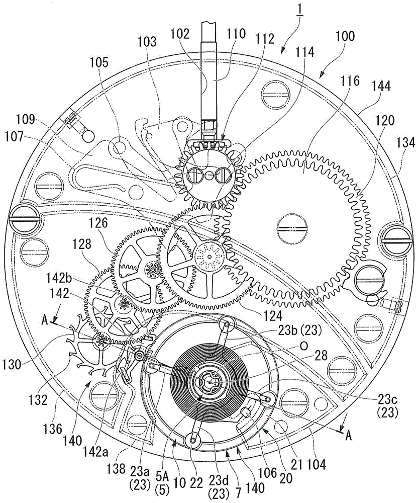 Balance wheel with hairspring, speed regulator, movement, and clock