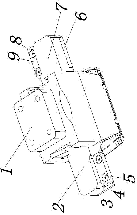 Double-opposite-direction inward-folded T-shaped groove core pulling mechanism of injection mold