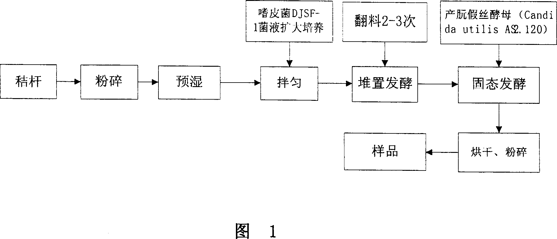 Method for degrading rice grass cellulose by multi-bacterium step fermentation