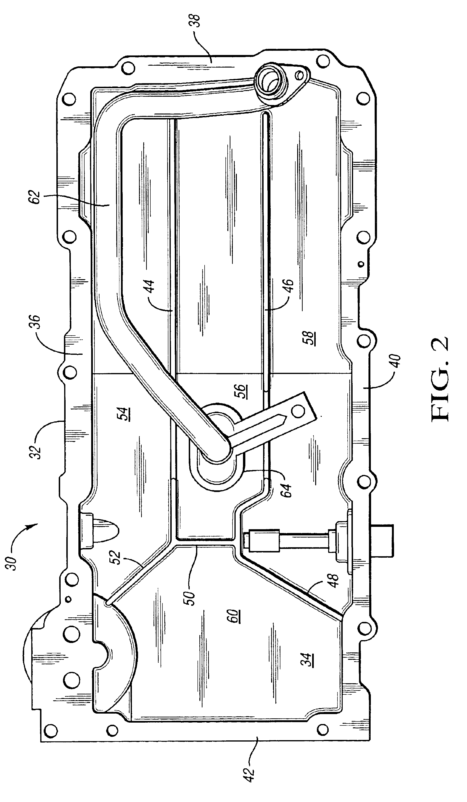 Oil pan with vertical baffles for oil flow control