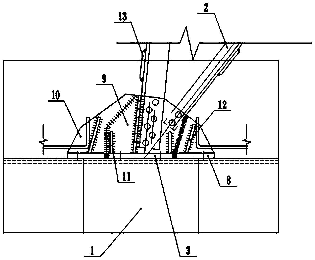 Integral reinforcing device and method for transmission tower base and component
