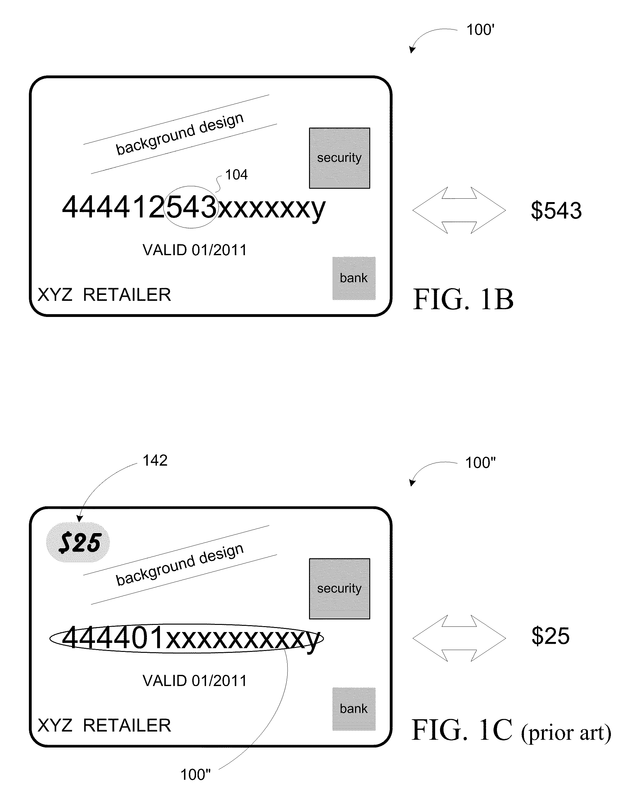 Card Including Account Number With Value Amount