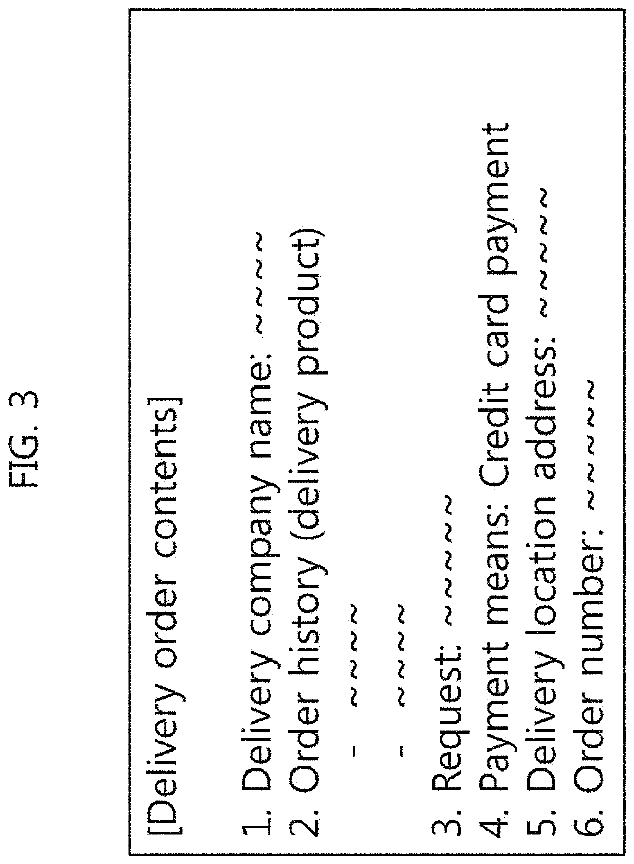 Delivery order relaying system using TTS and method therefor