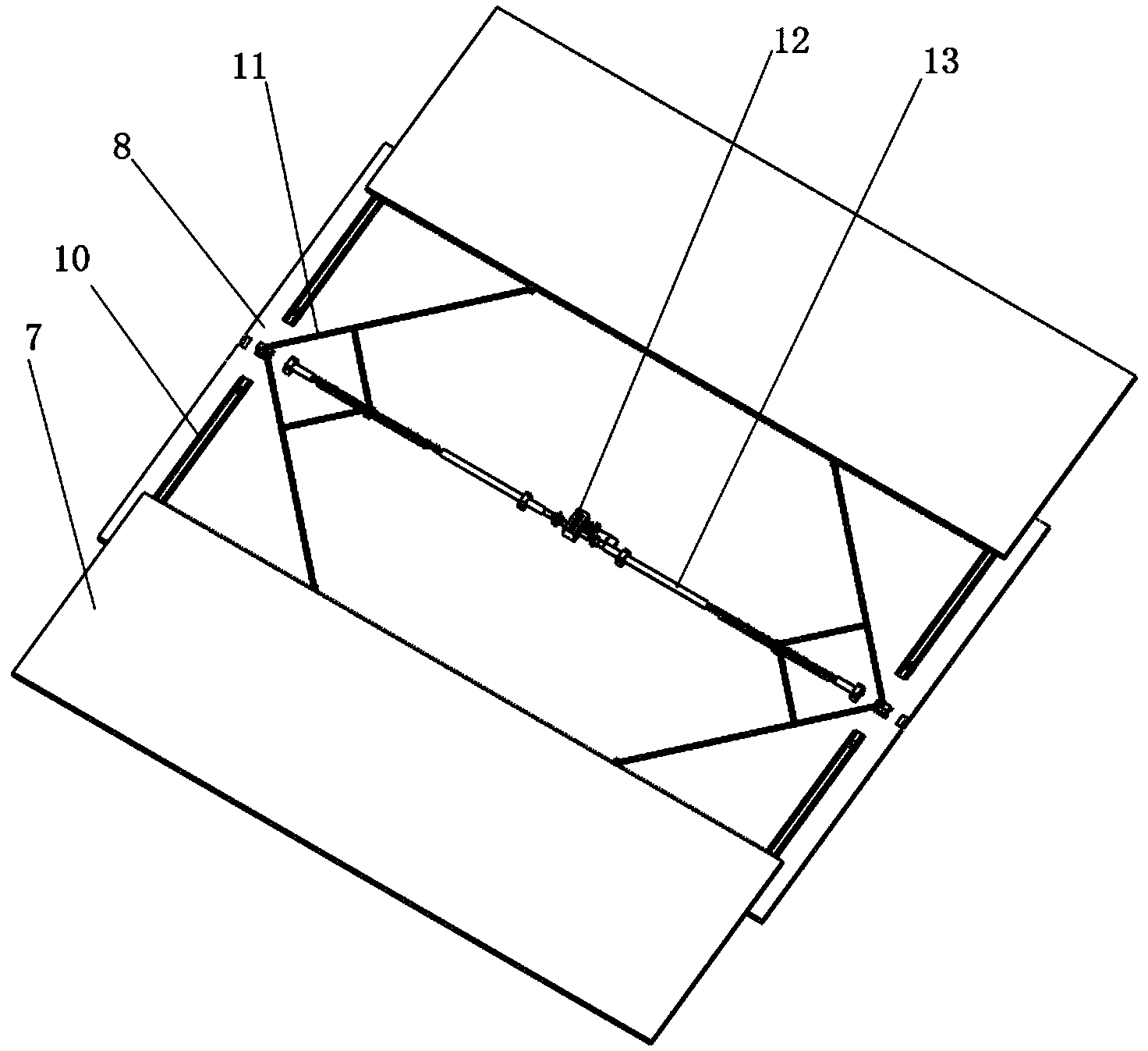 Solar cell array unfolding device capable of being unfolded in large area