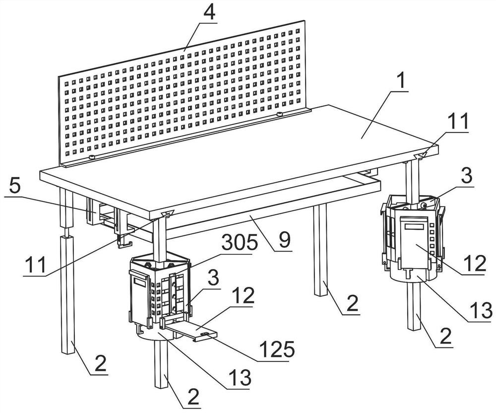 A training table with a rotating hanging box