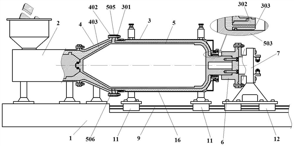 Combustion chamber cylinder section-seal head heat insulation layer integrated extrusion molding system and method