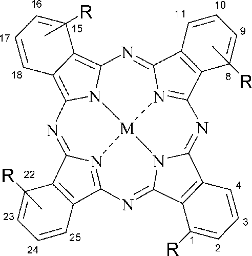 Use of non-periphery substituted phthalocyaniu metal complex