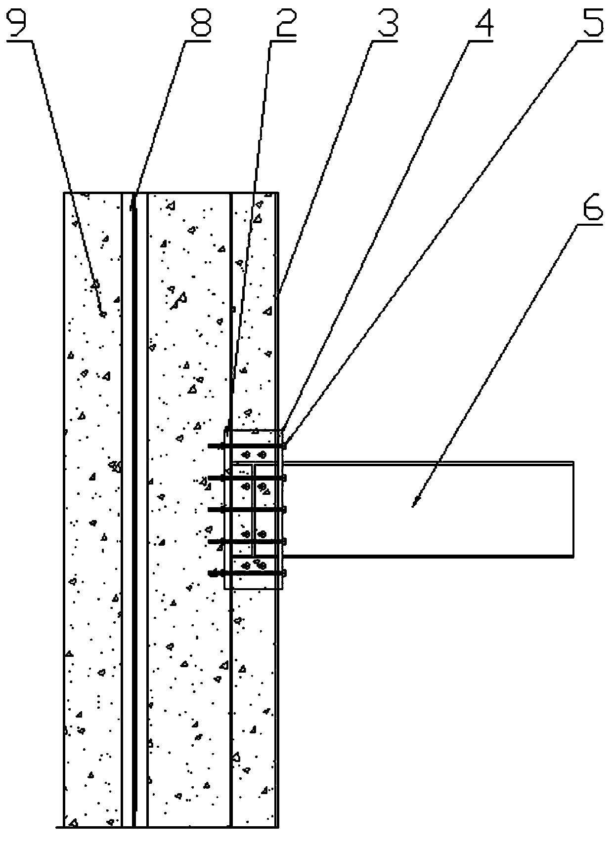 Multi-cavity composite shear wall and H-shaped steel beam fabricated node and construction method thereof