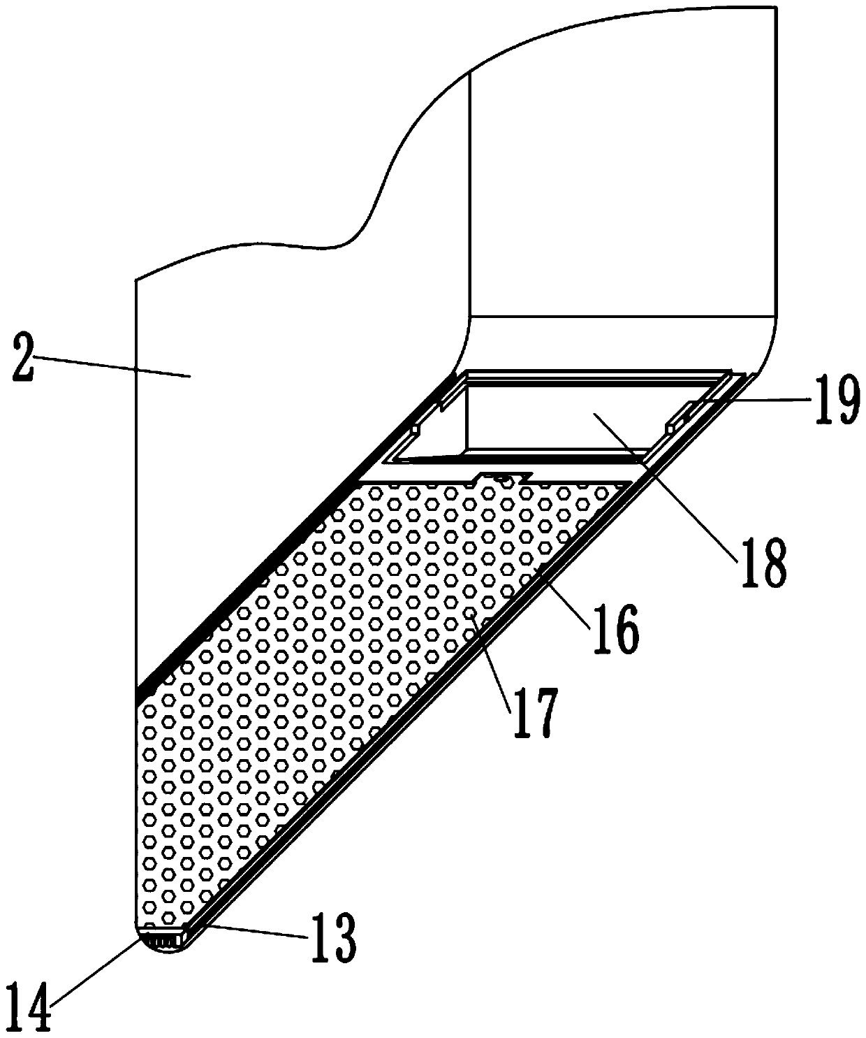 Train carriage hot water receiving device with purifying structure