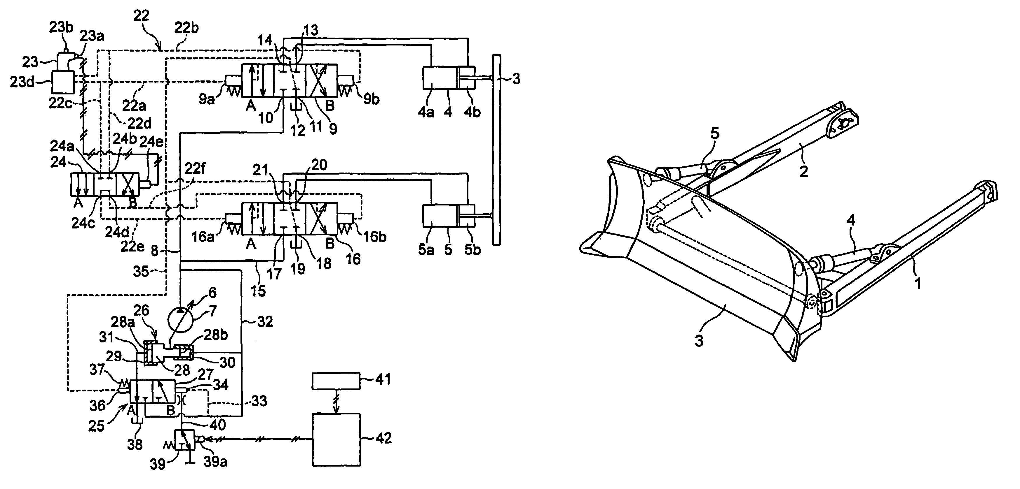 Oil-pressure controlling device for earthmoving machine