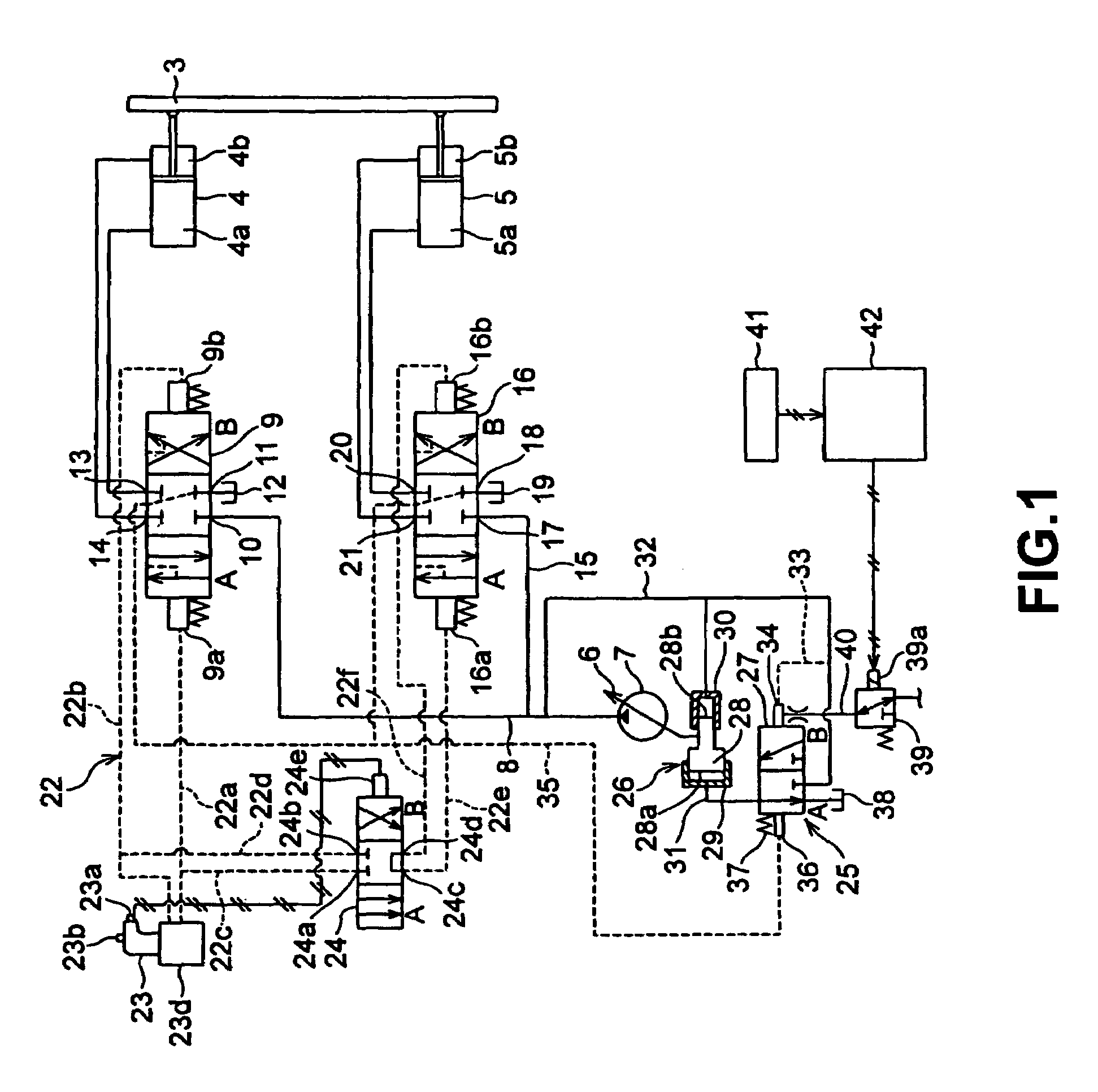 Oil-pressure controlling device for earthmoving machine