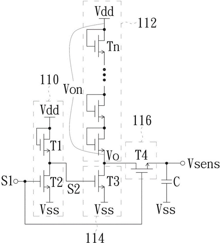 A temperature sensing circuit of a display, the display and an operation method thereof