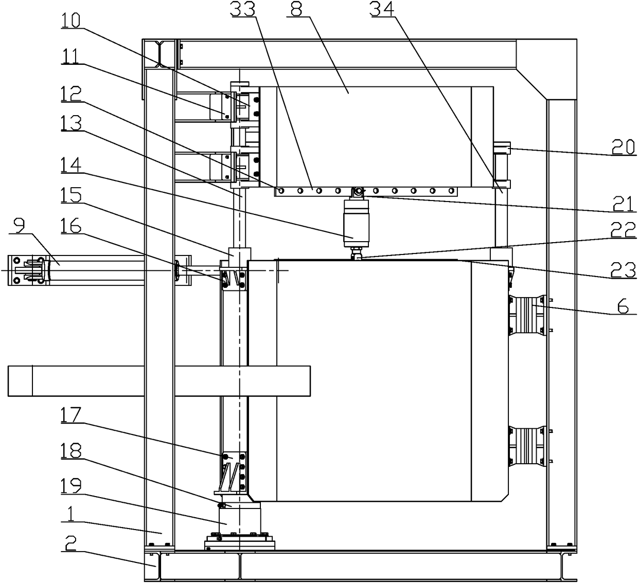 Wear simulation test bed for bottom pintle friction pair of miter gate