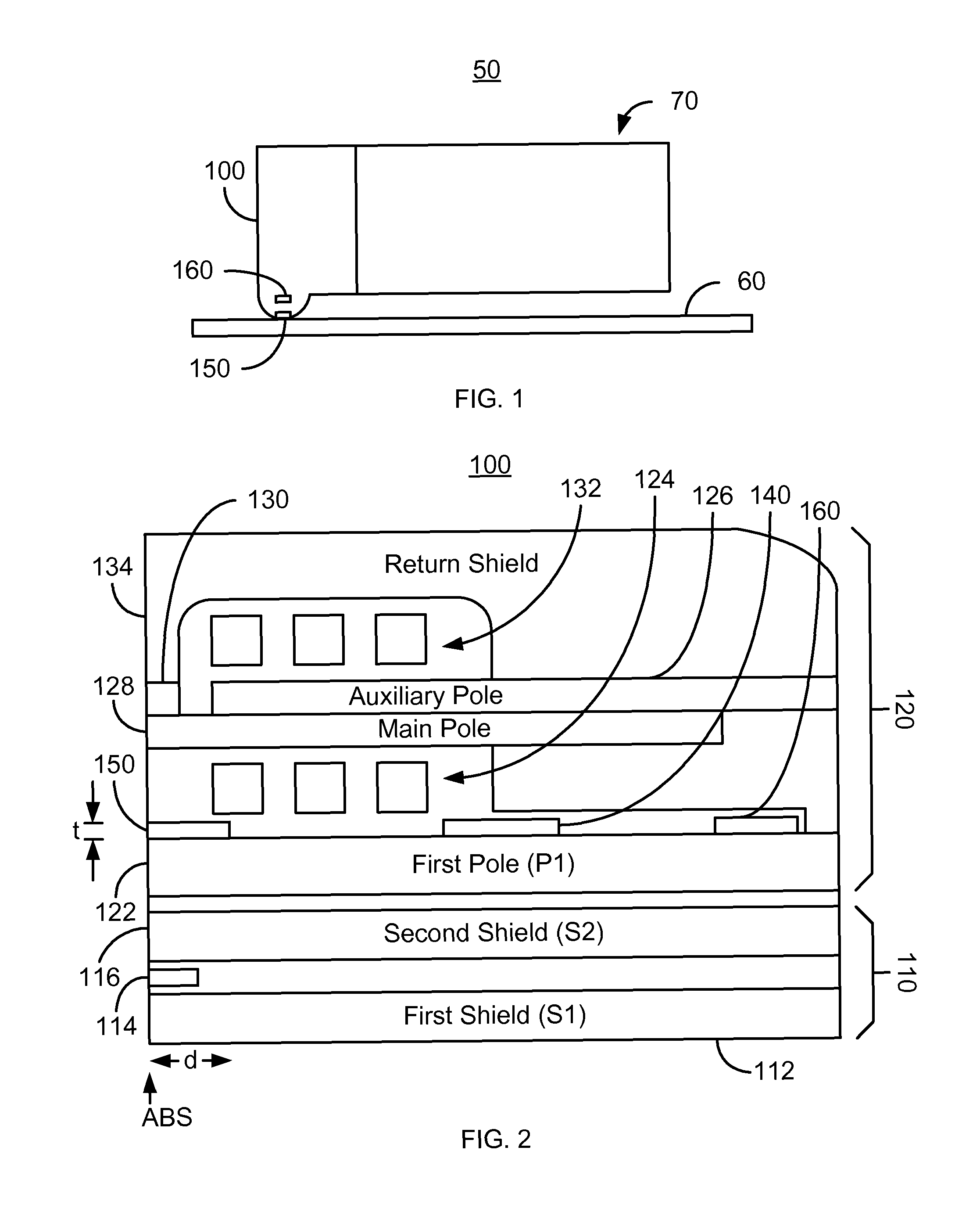 Differential head integrated touchdown sensors for hard disk drives