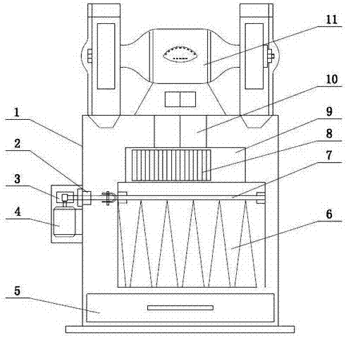 Dust removal device of dust collection and removal system of grinding machine