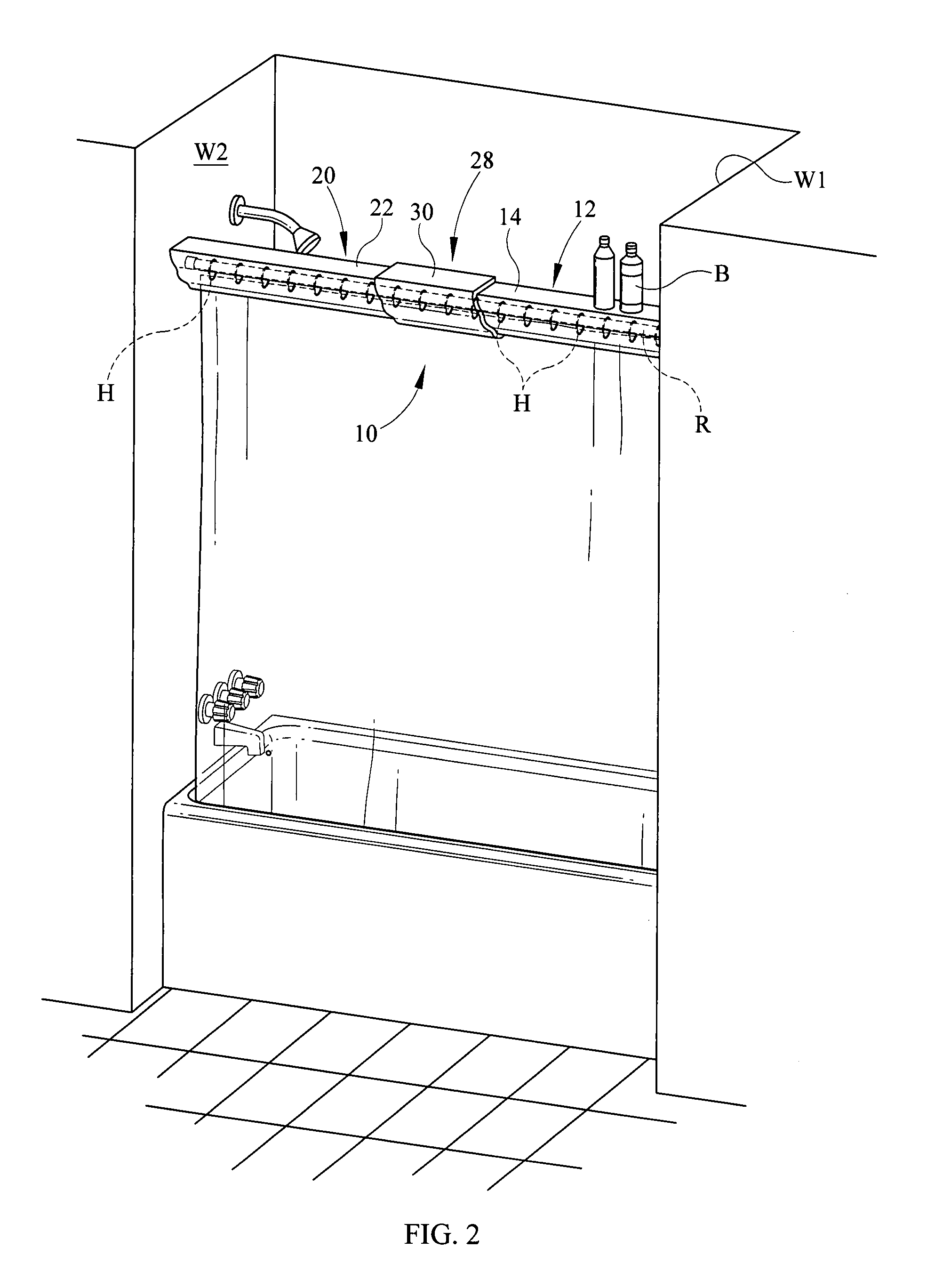 Shelf for overlying a shower barrier