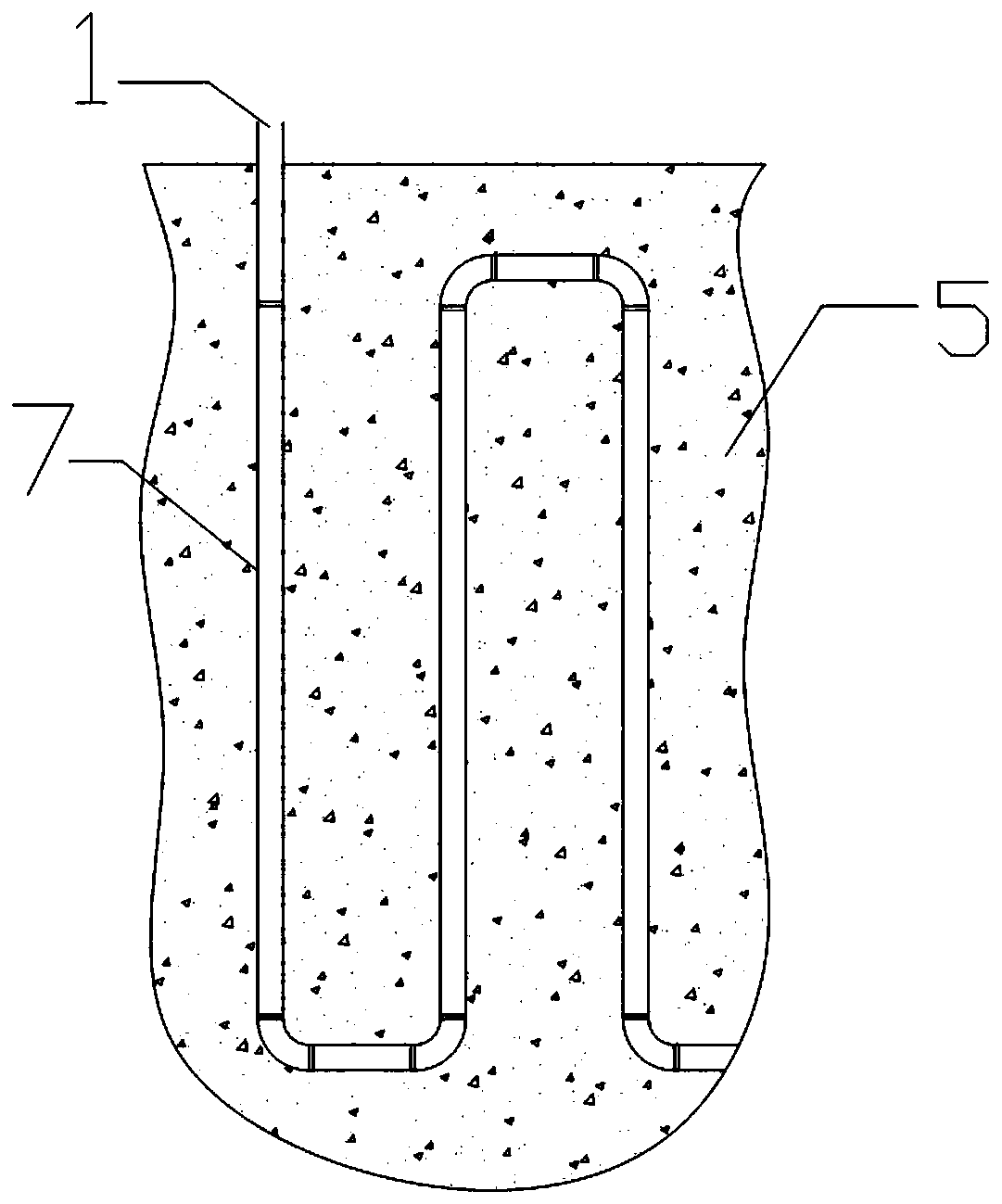 Air-cooled underground continuous wall condenser pipe device and construction method