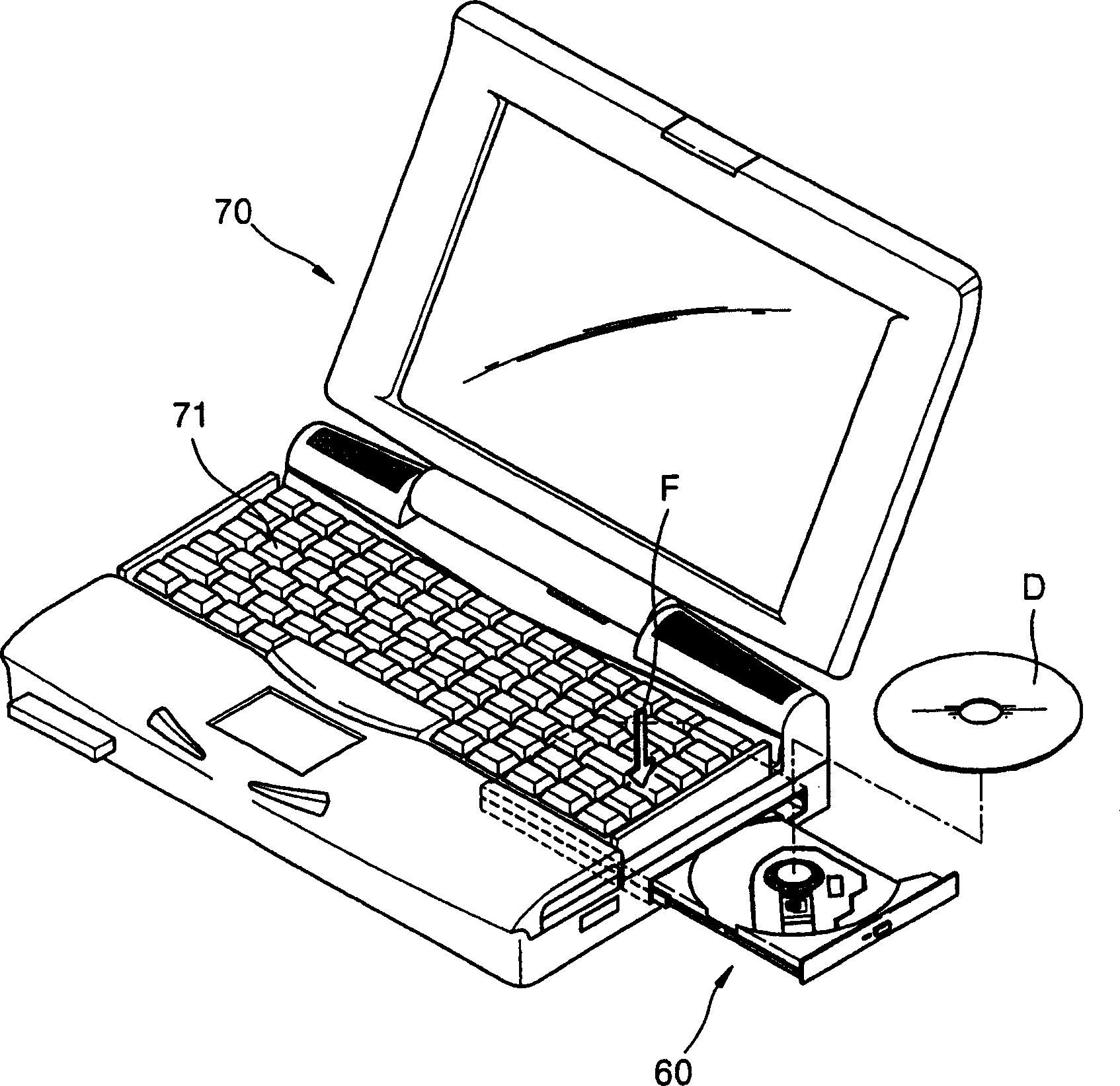 Slim optical disc drive and portable computer with the driver