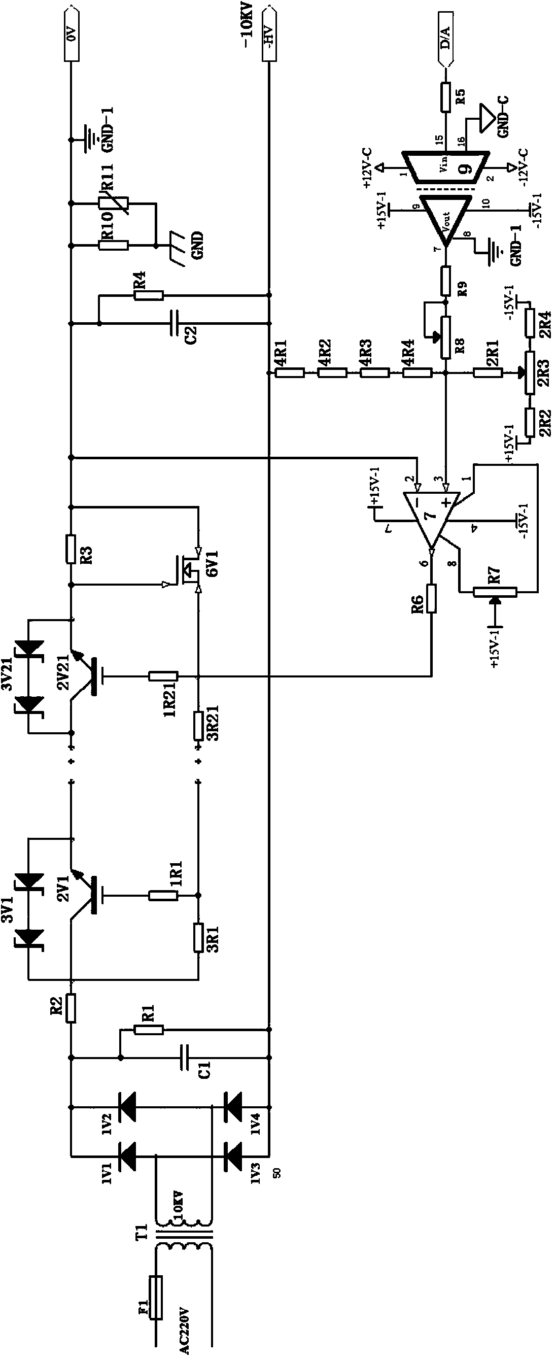 Linear high voltage direct current stabilized power supply with IGBT as pass transistor