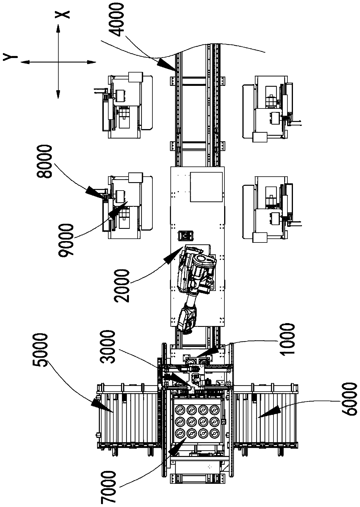 Automatic wire reel feeding and discharging system and feeding and discharging method thereof, and wire winding production line