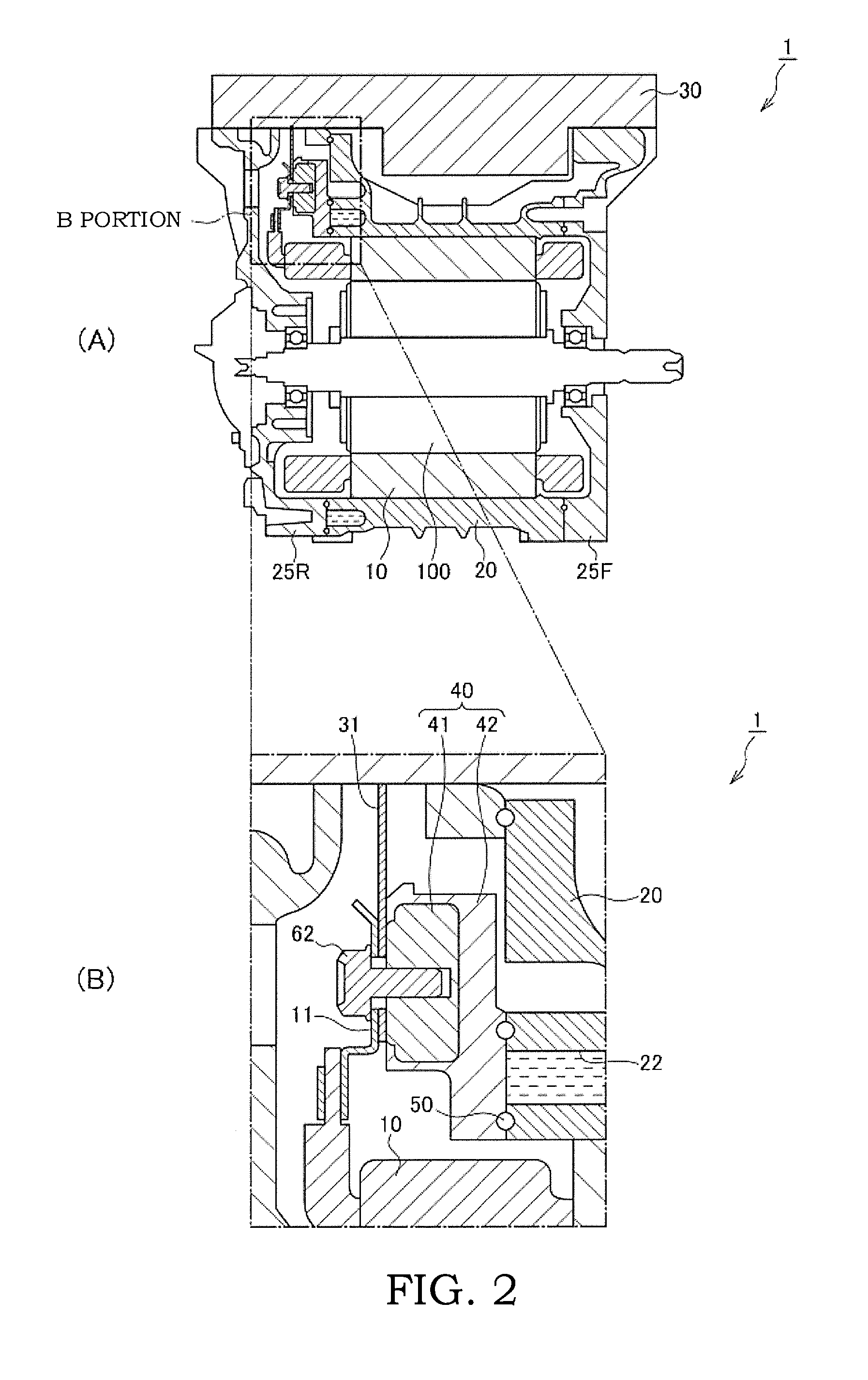 Cooling structure for electric motor
