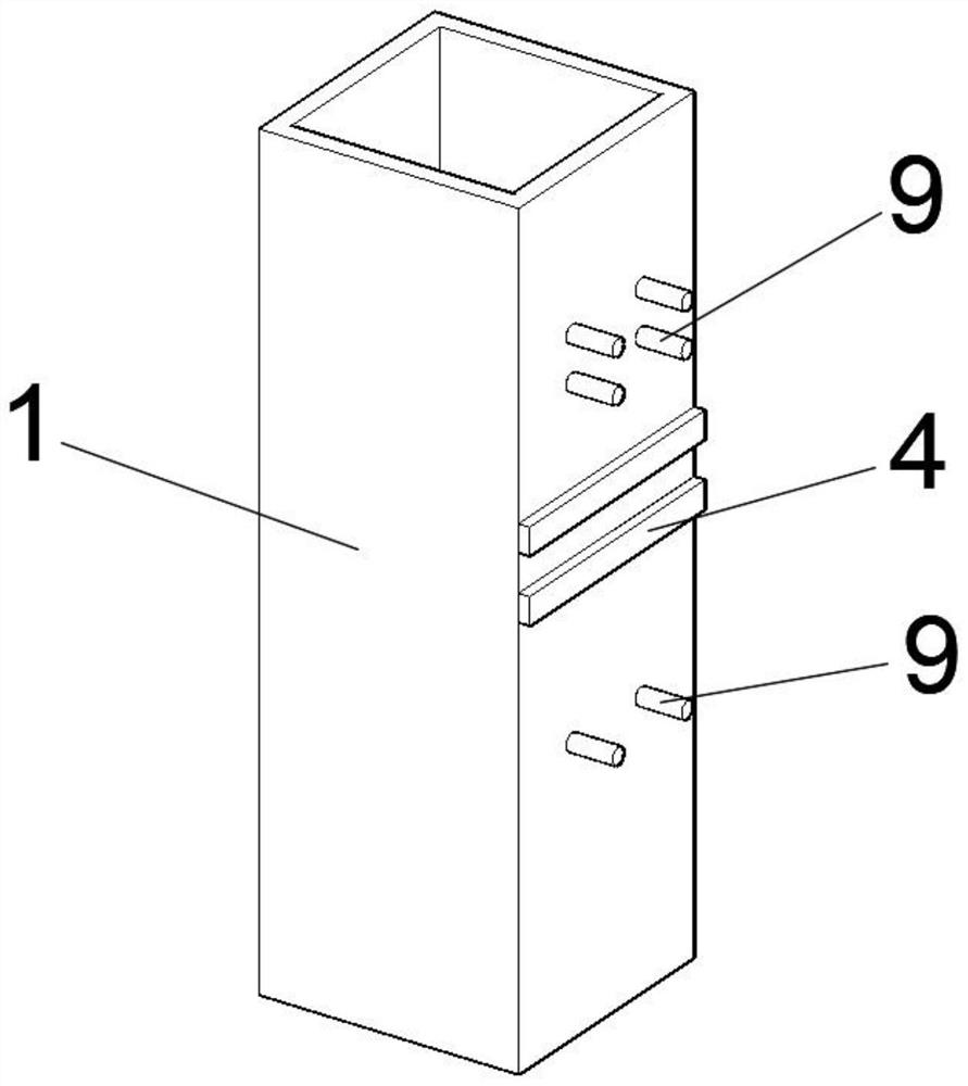 H-shaped steel and square pipe assembly type joint and construction method