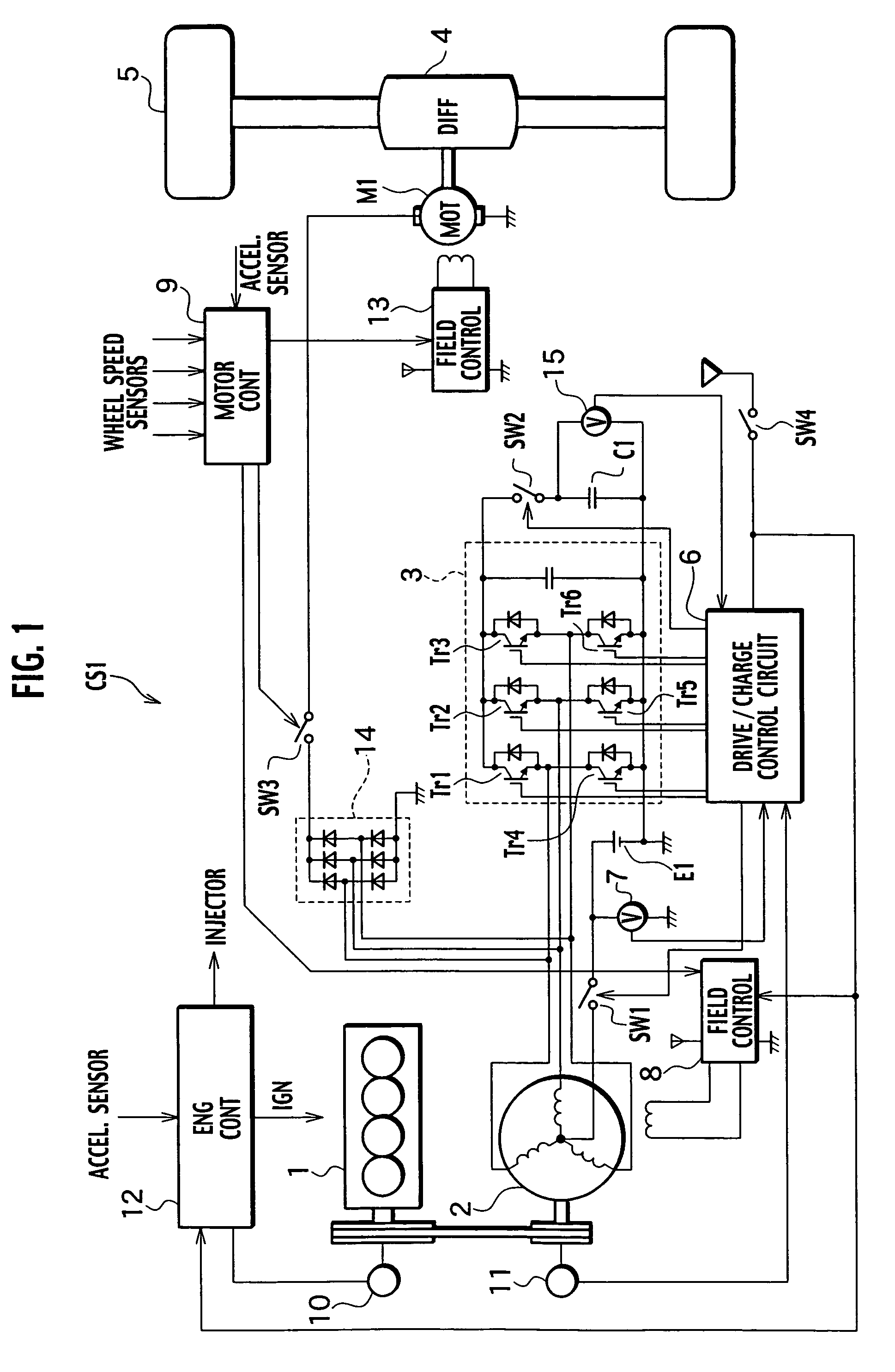 Control system and control method for motor powered four wheel drive vehicle