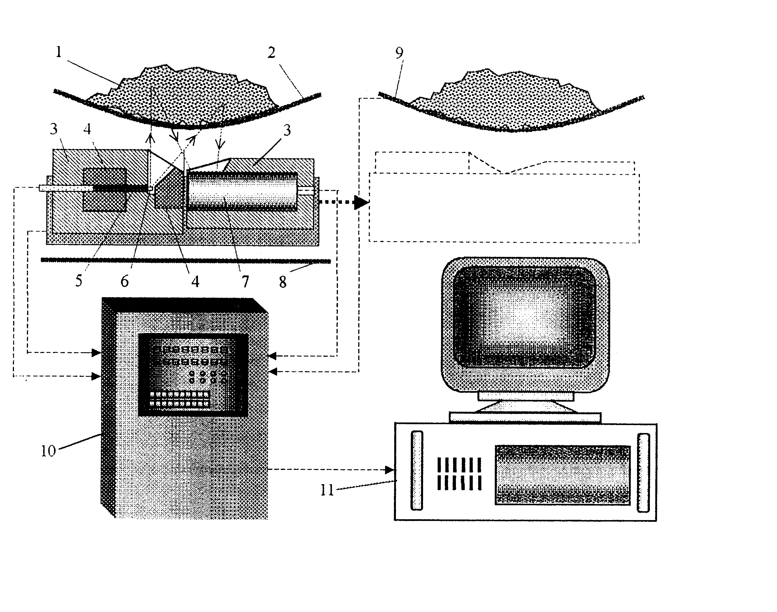 Method and system for in-situ testing grade of big ore block by electron-air shielding radiation effect