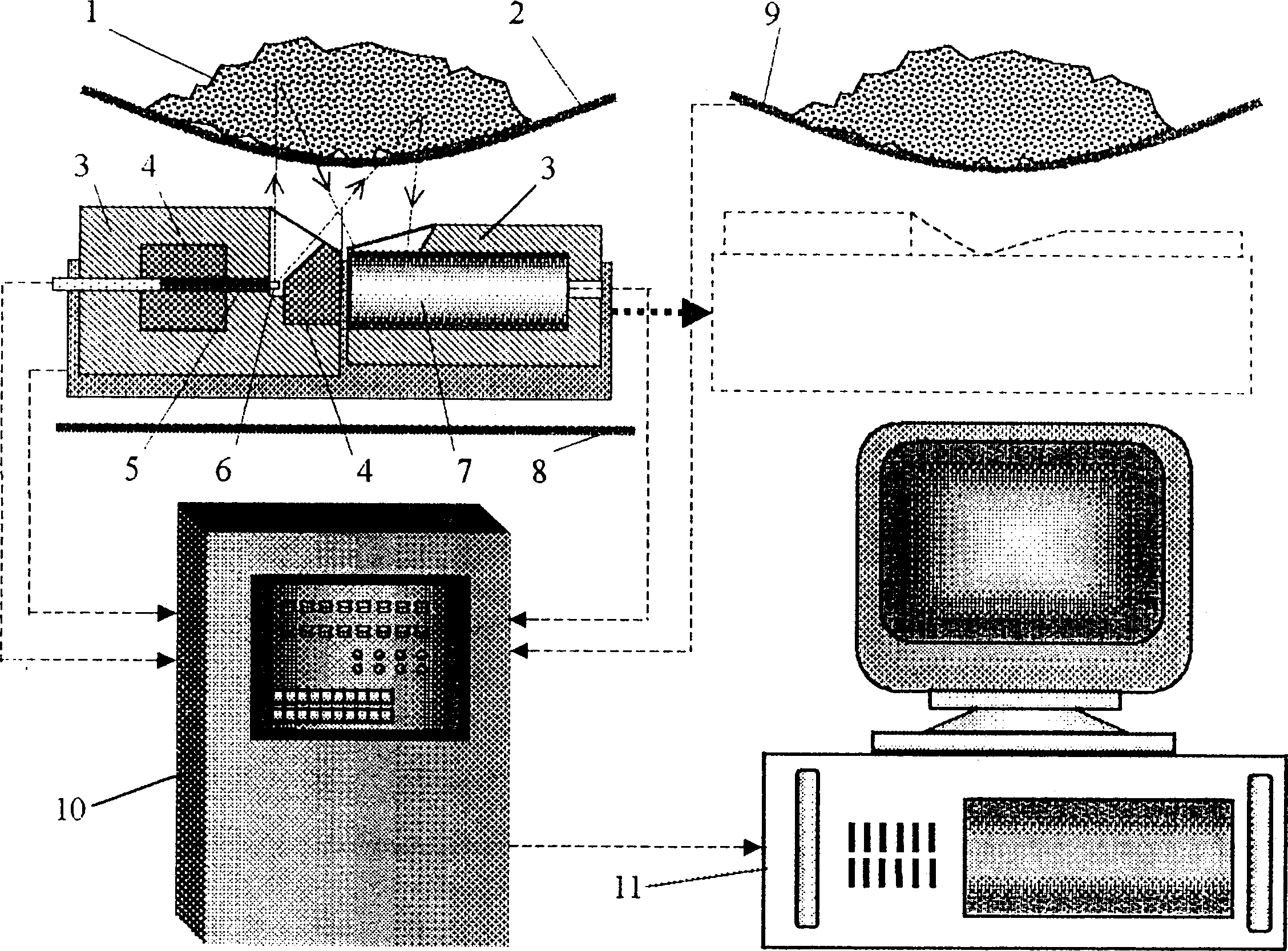 Method and system for in-situ testing grade of big ore block by electron-air shielding radiation effect