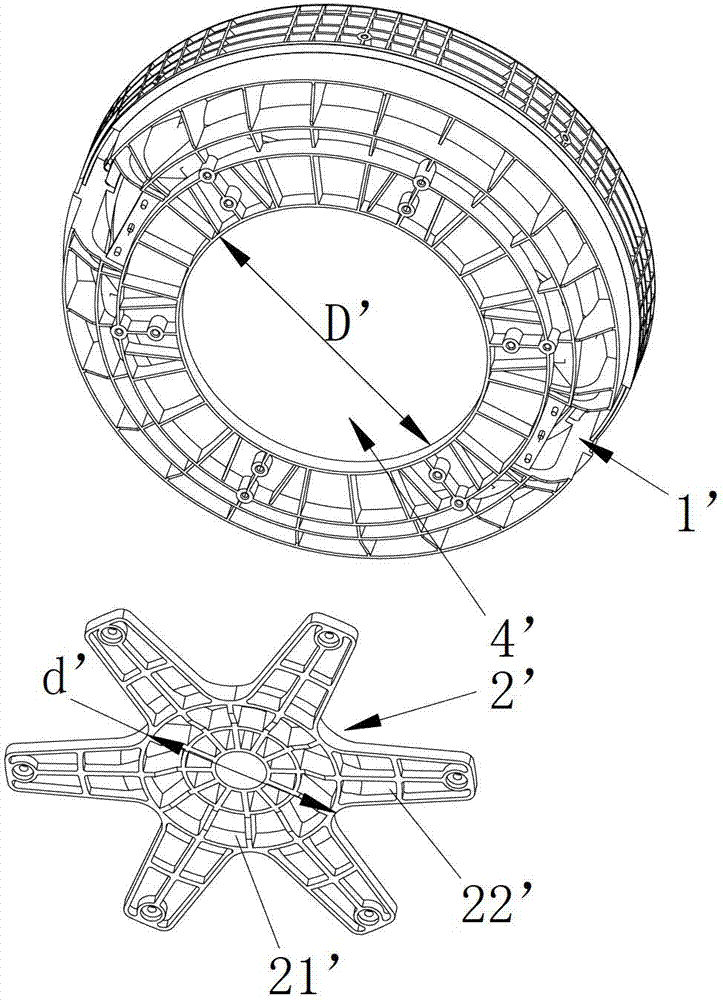 A flange mounting structure at the bottom of the inner tub of a washing machine and the washing machine