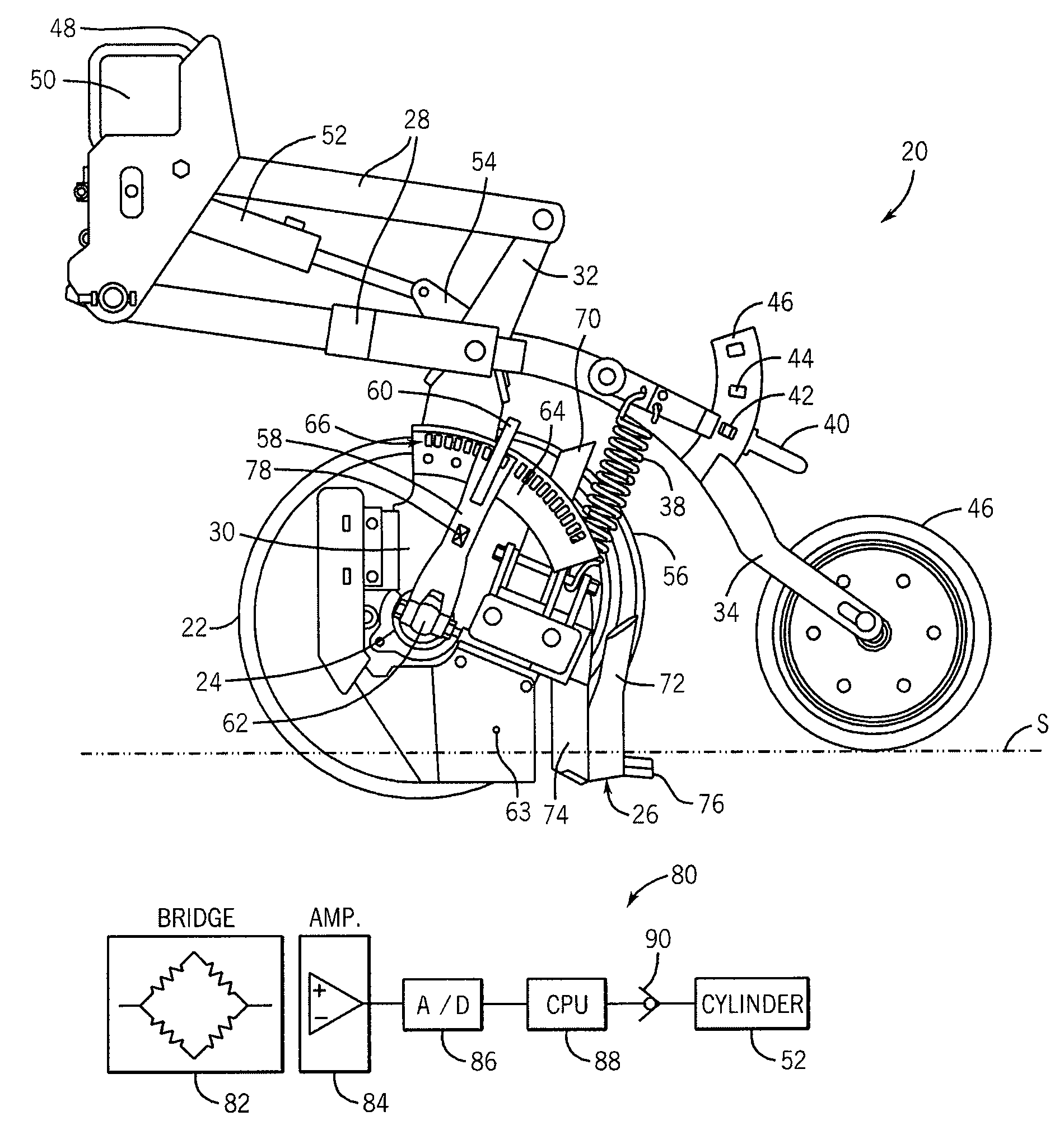 Automatic down pressure adjustment system for set of ganged disc openers