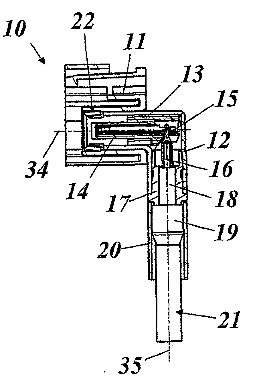 Bent-Back Plug-Type Connector for Coaxial Cables