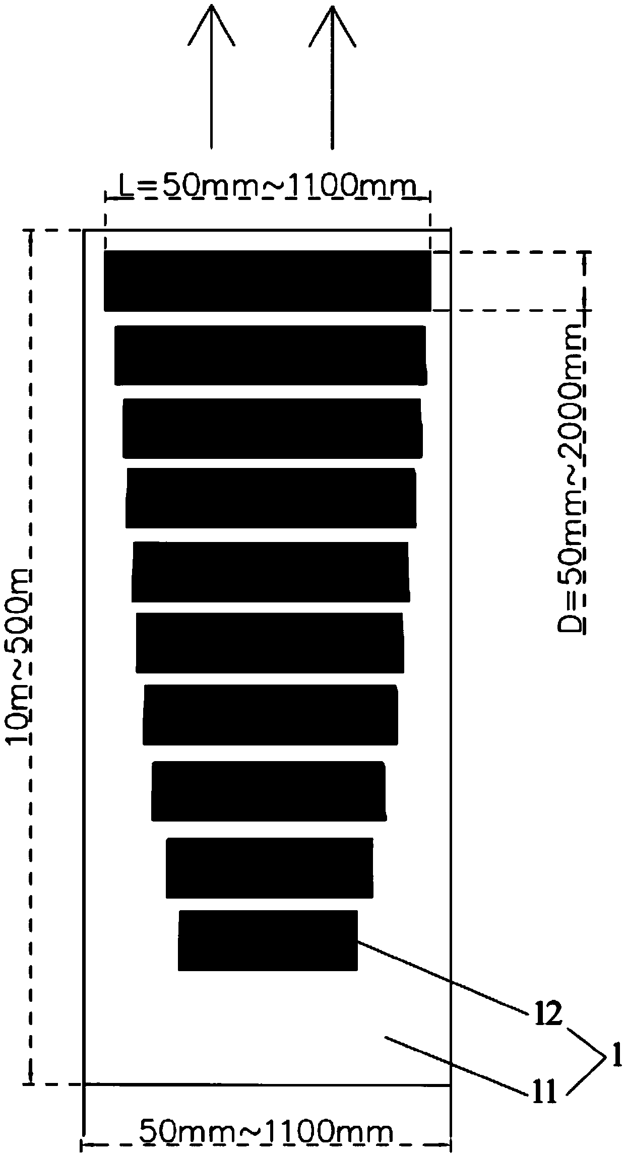 Standard member for pole plate width testing, preparation method and application method thereof