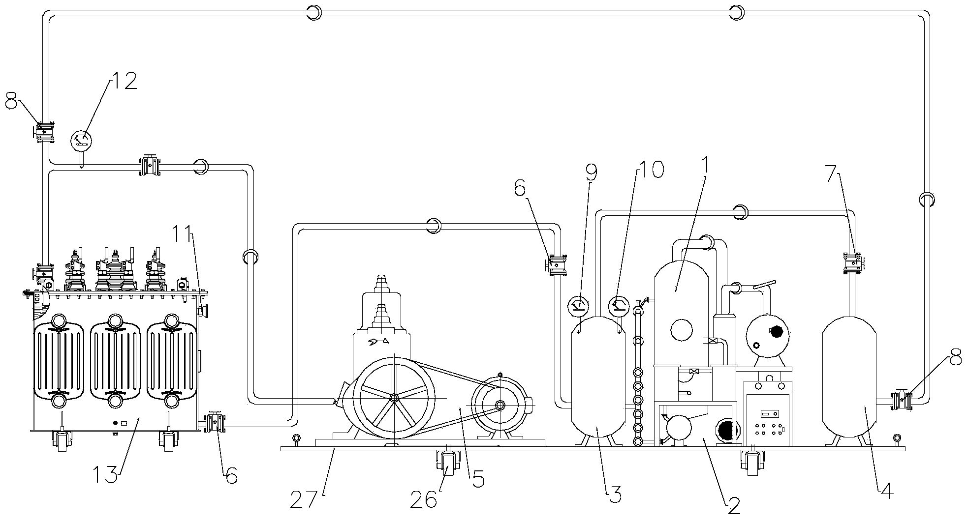Transformer vacuum oiling device and oiling method thereof