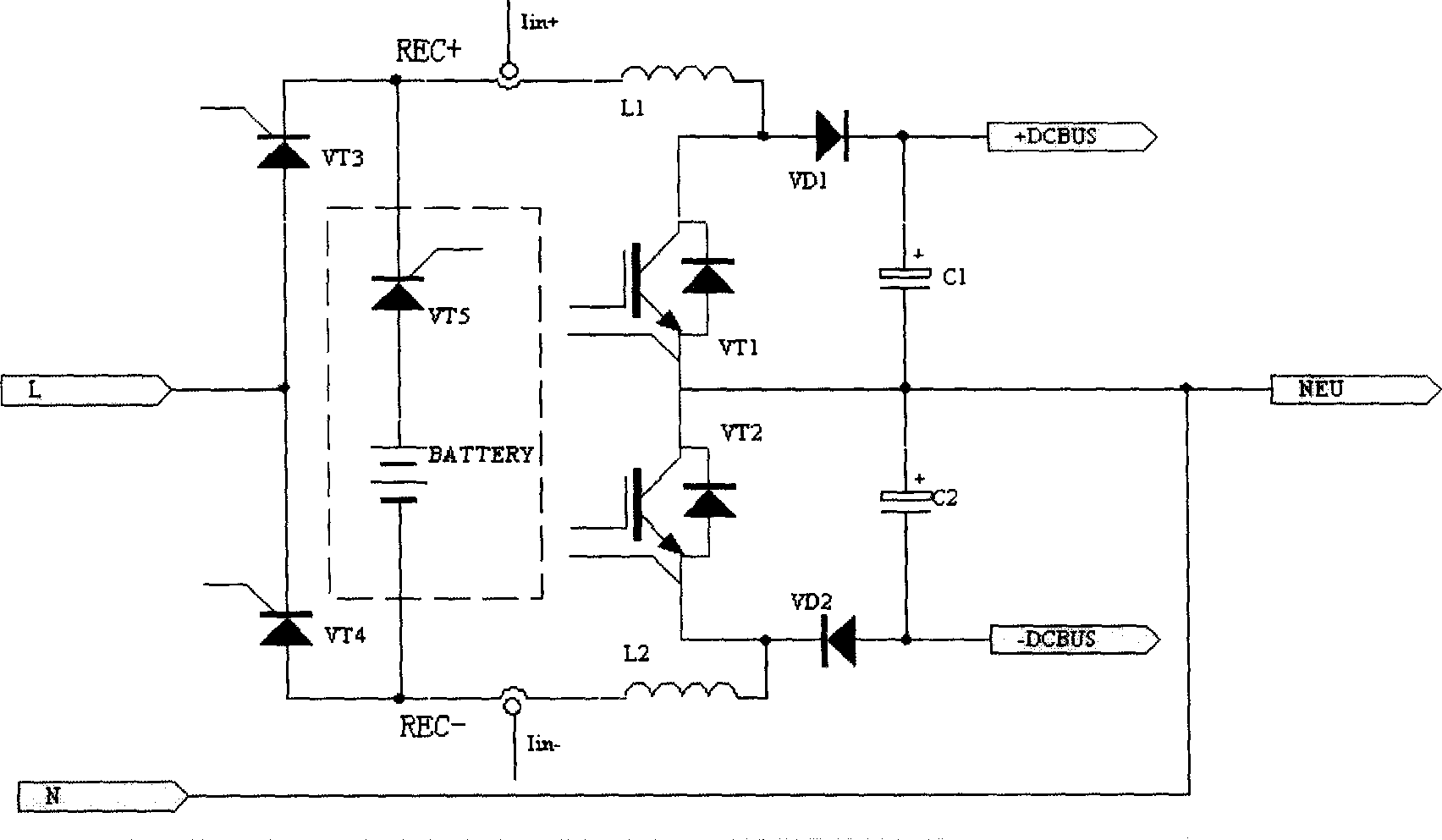 Controller of three-level output single-phase step-up power factor correcting circuit