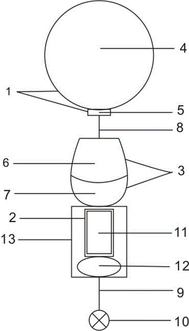 Airship holding body provided with universal joint