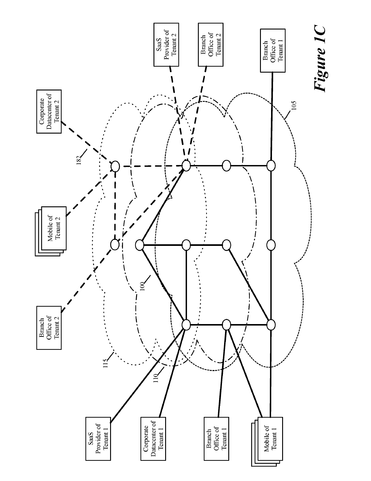 Processing data messages of a virtual network that are sent to and received from external service machines