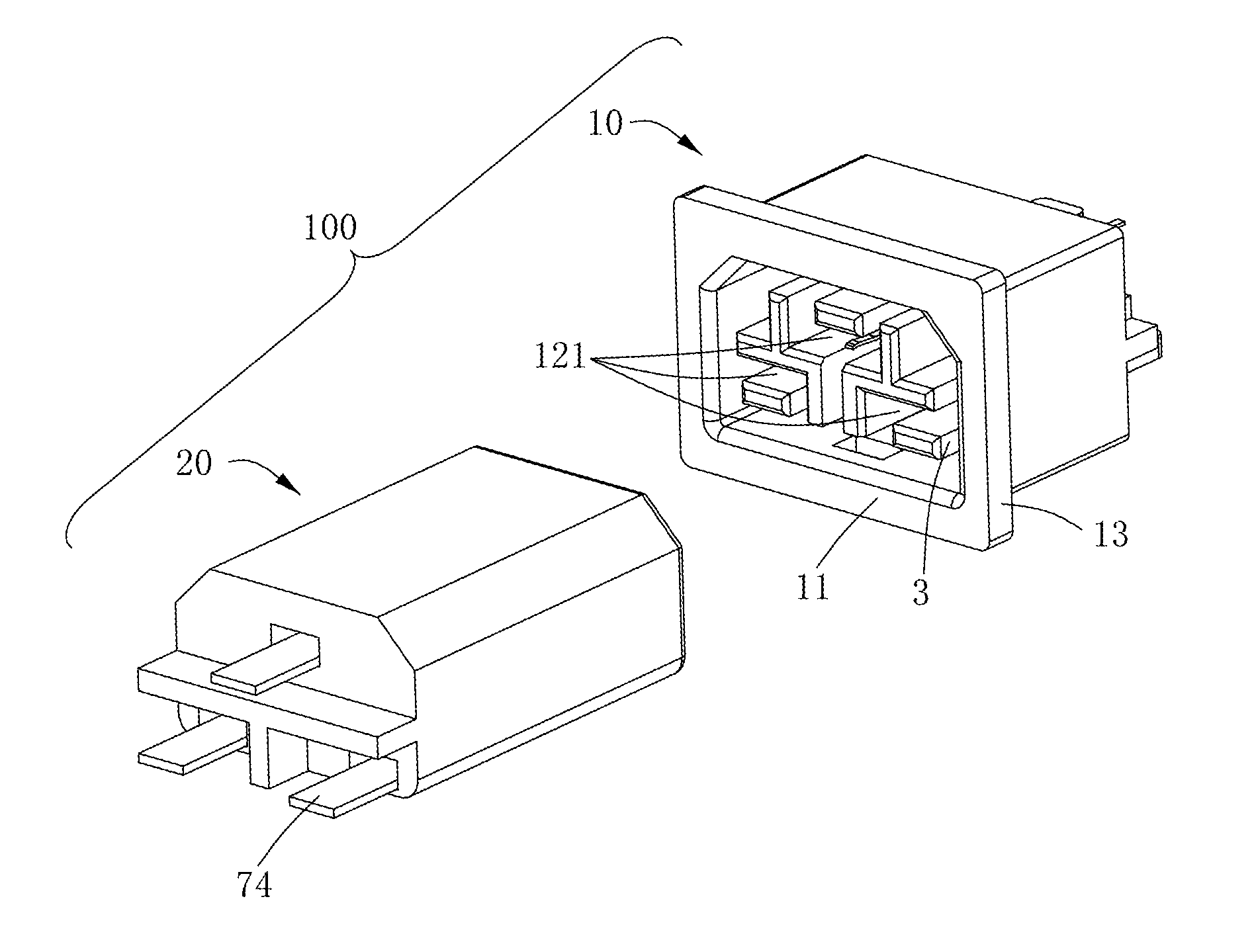 Electrical connector with touch-safety contact structures