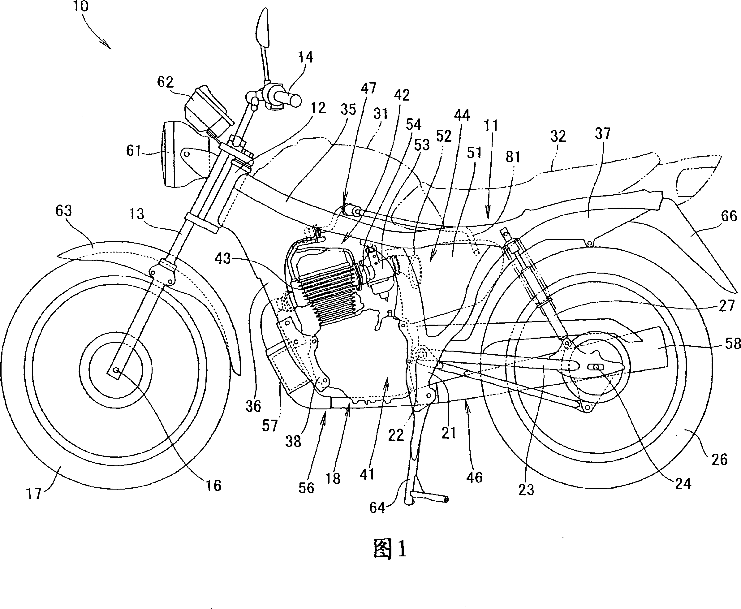 Catalyst arrangement construction of two-wheel motor vehicle
