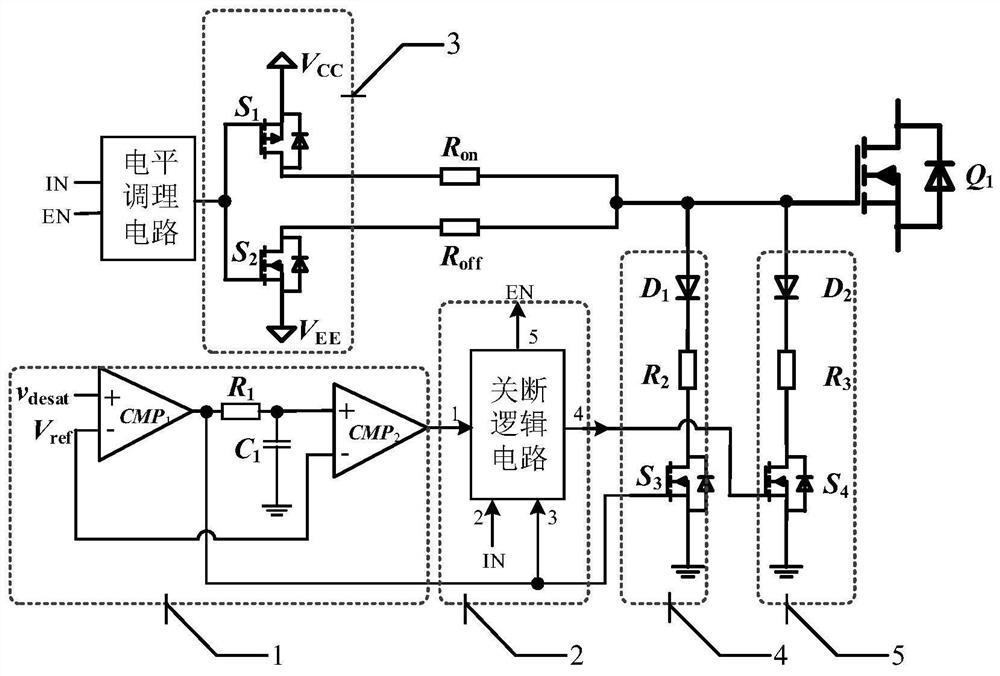 Multi-stage step-down gate voltage type sic-mosfet drive circuit