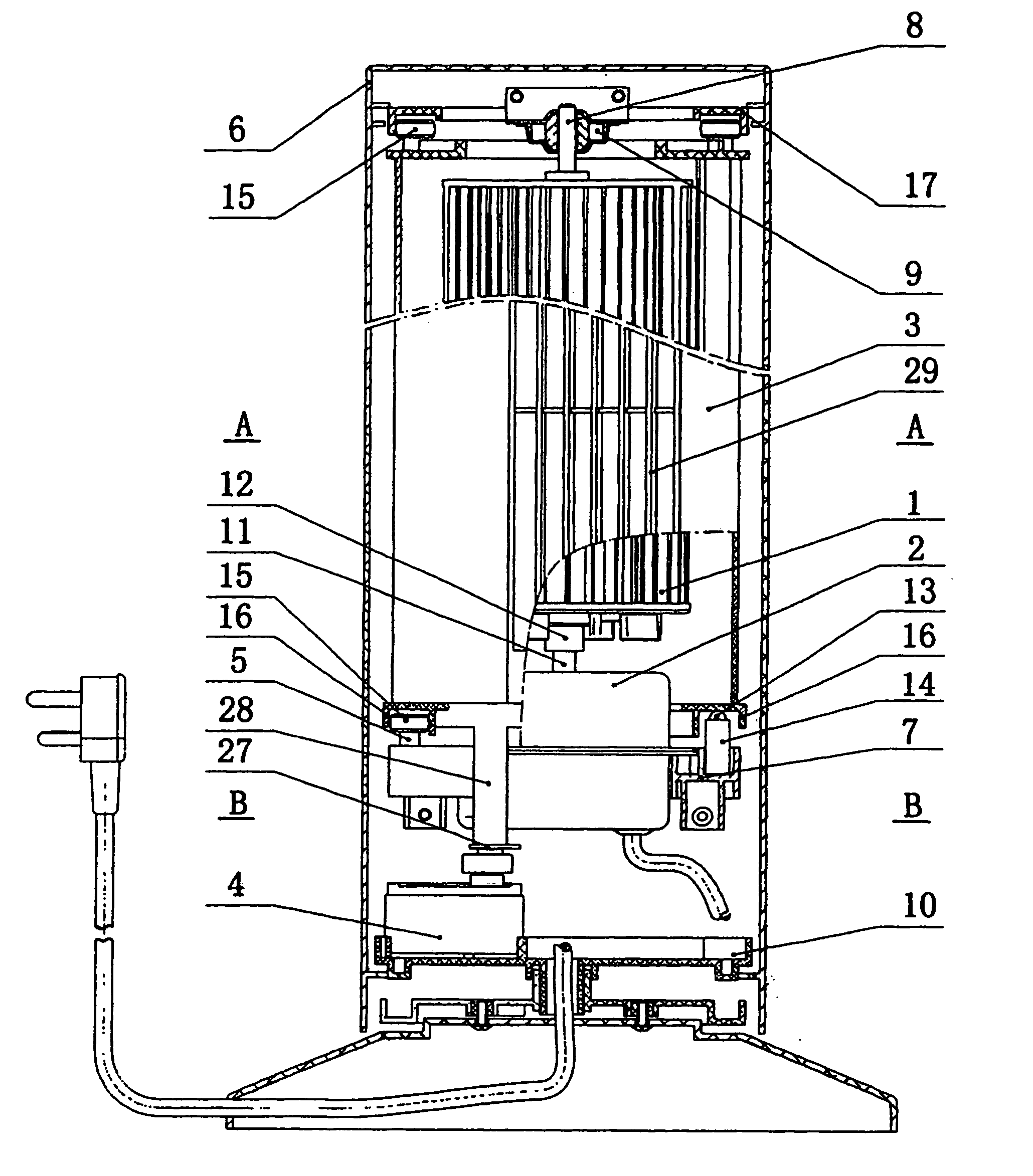 Blowing mechanism for column type electric fan