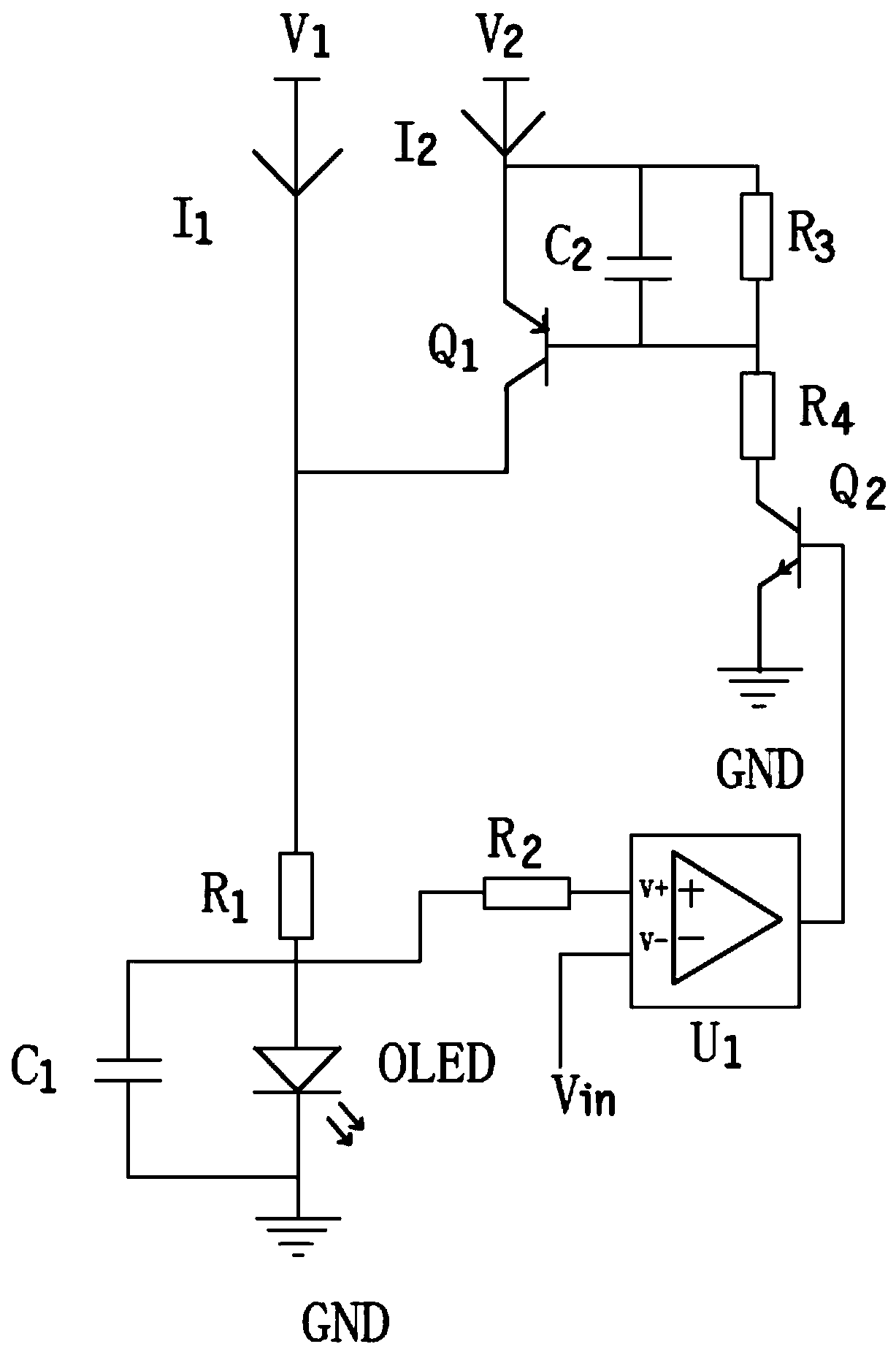 An oled screen drive circuit with a fuse type anti-short circuit structure
