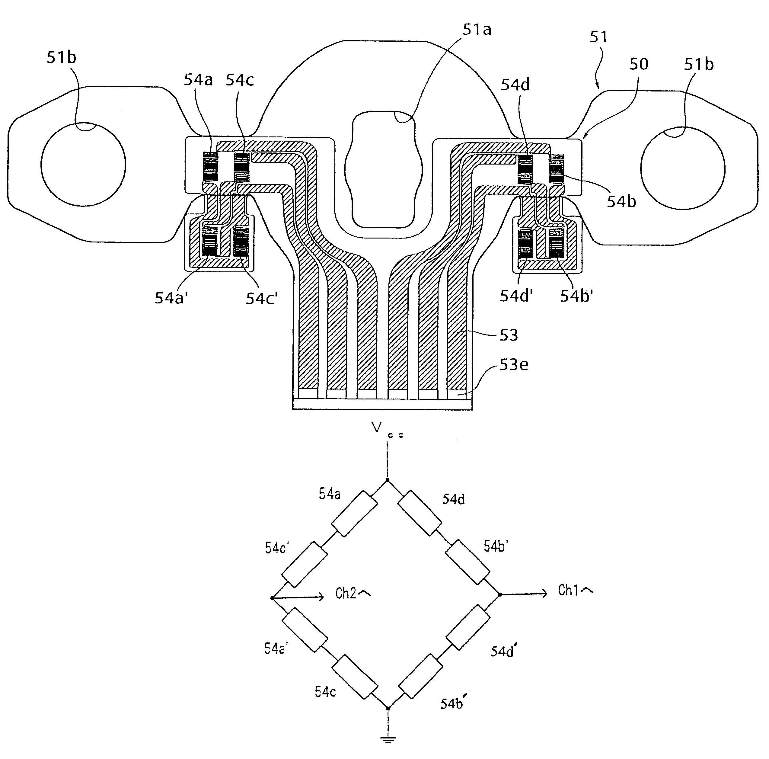 Load sensor and seat weight measuring apparatus with a plurality of strain gauges